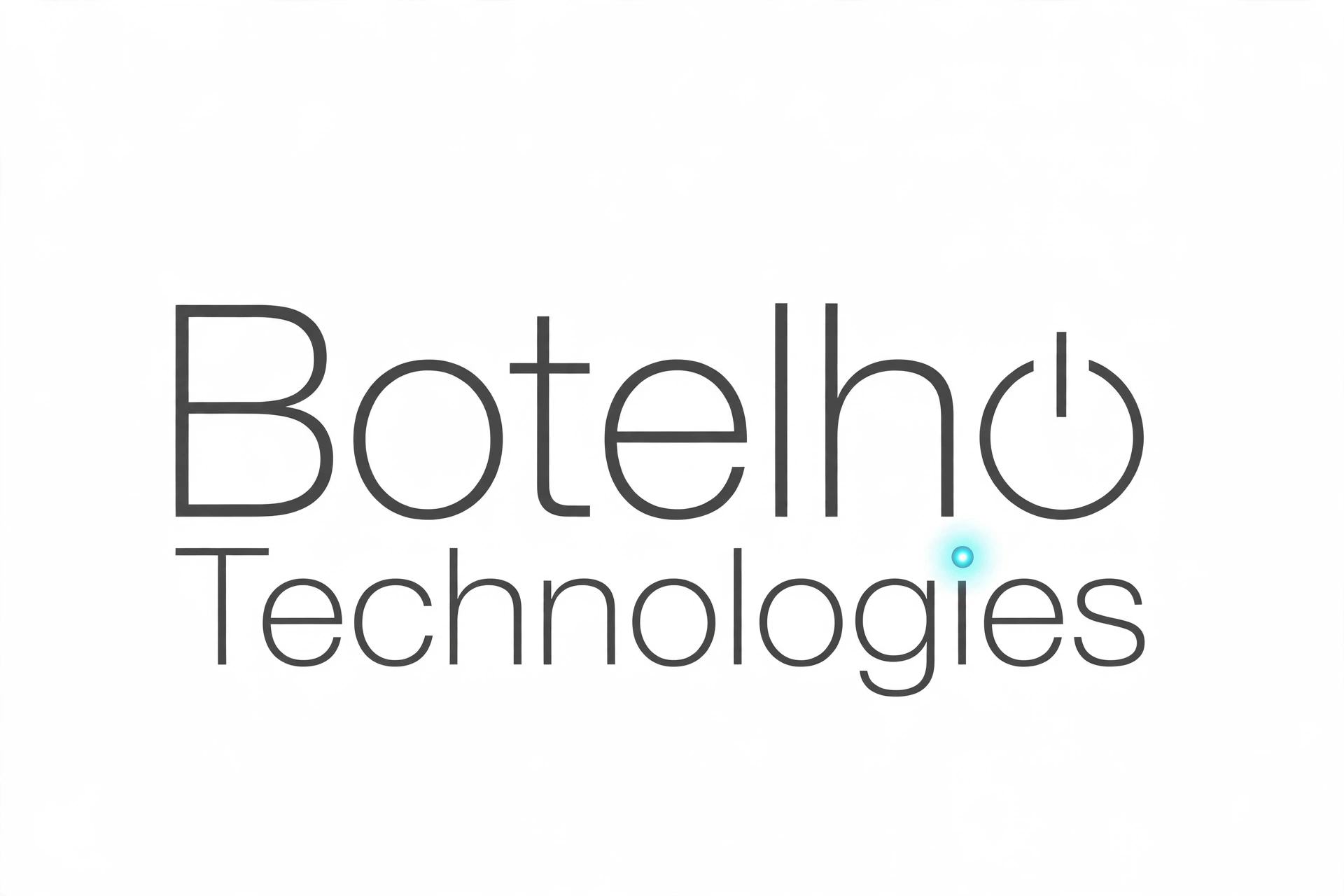 Botelho Technologies — stacked wordmark with a power-button O and LED dot on the i